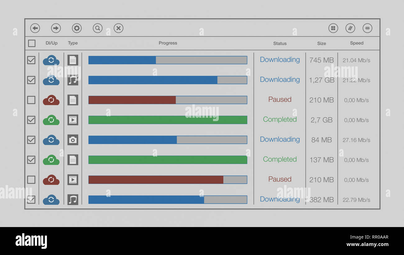 downloading and uploading data on the cloud Stock Photo