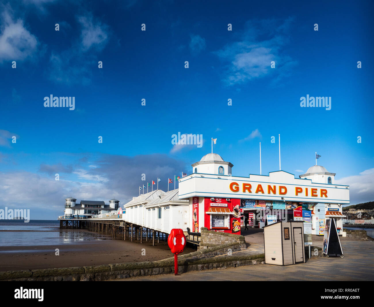Grand Pier Weston-super-Mare - opened 1904  refurbished 2008 -10 following a fire. 366m in length. Stock Photo