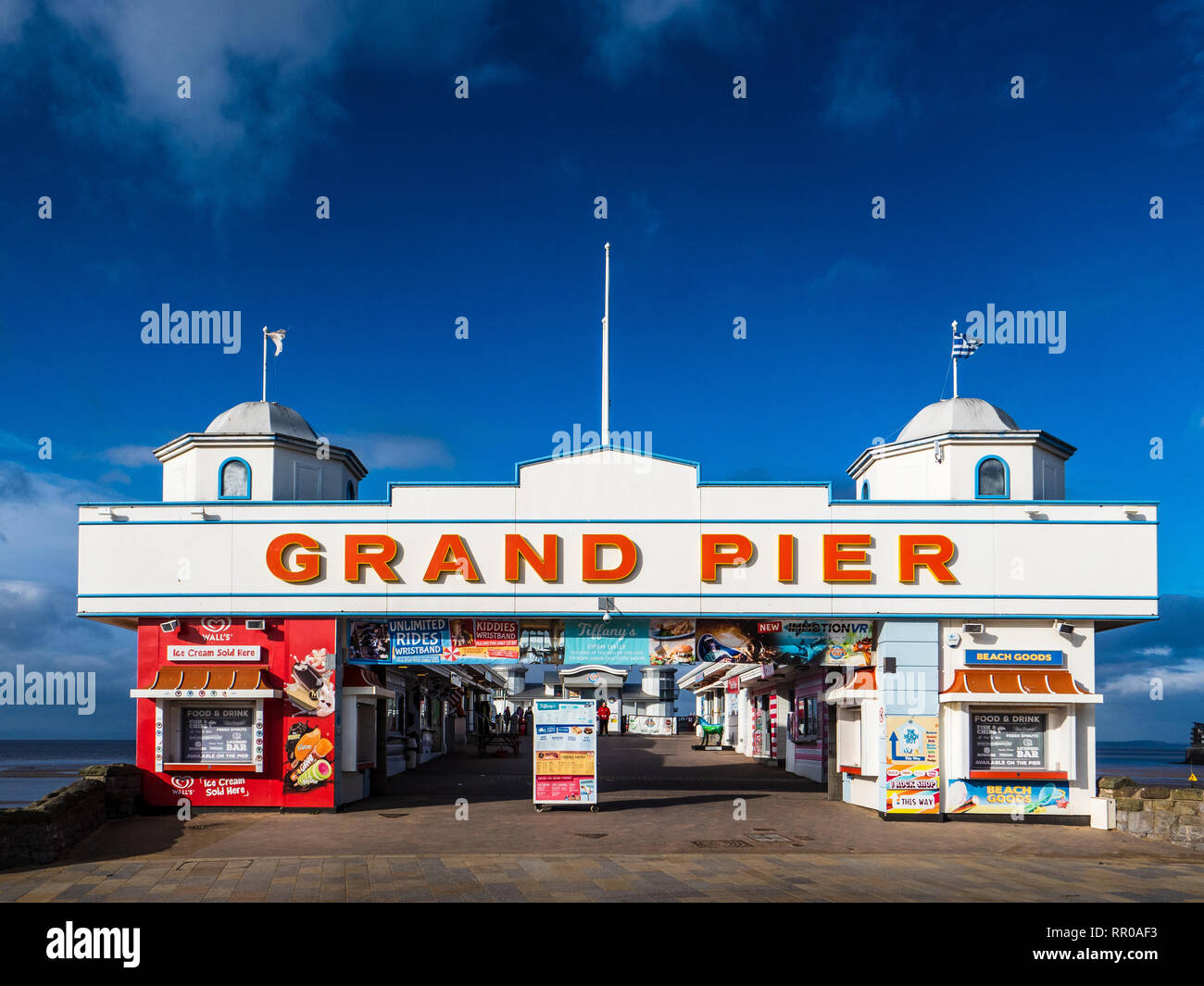Grand Pier Weston-super-Mare - opened 1904  refurbished 2008 -10 following a fire. 366m in length. Stock Photo