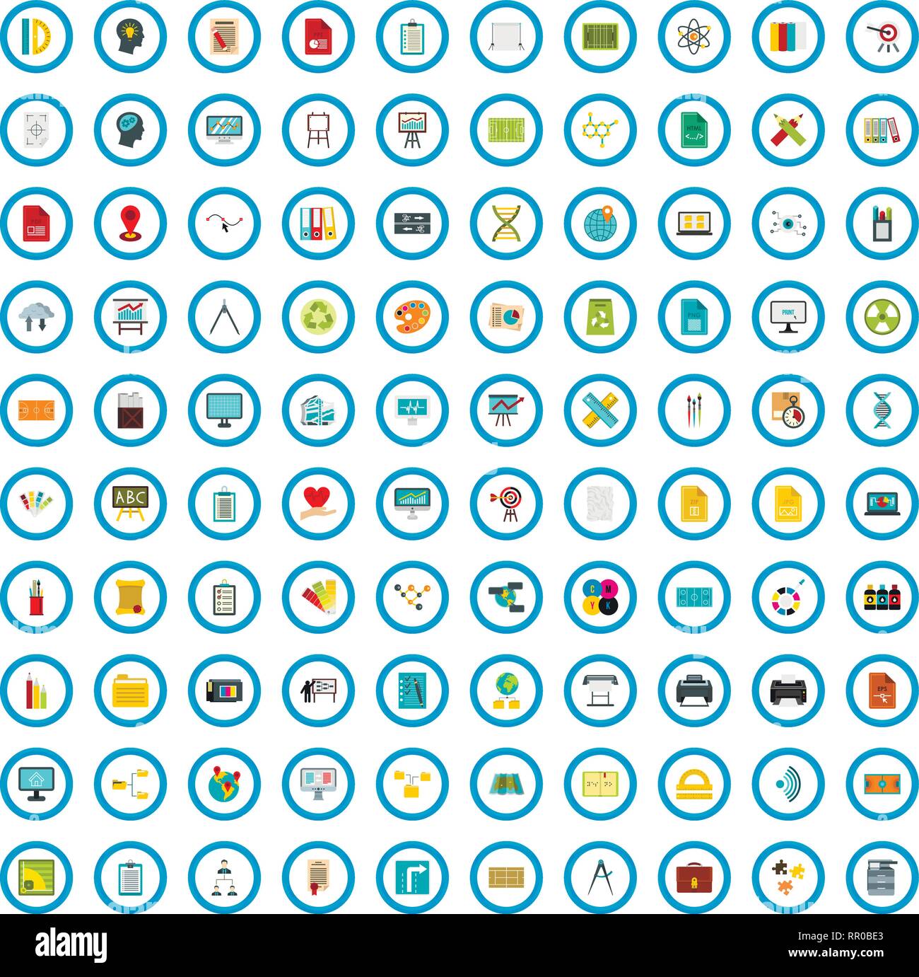 100 chart icons set, flat style Stock Vector Image & Art - Alamy