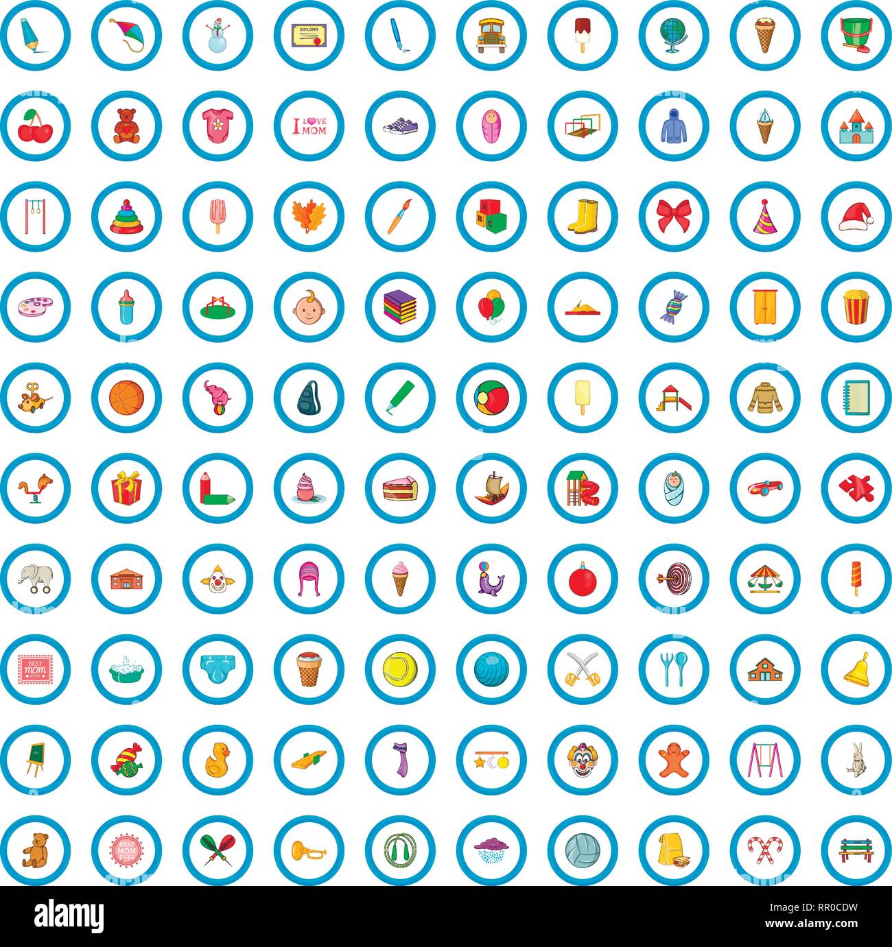 100 child icons set, cartoon style Stock Vector Image & Art - Alamy