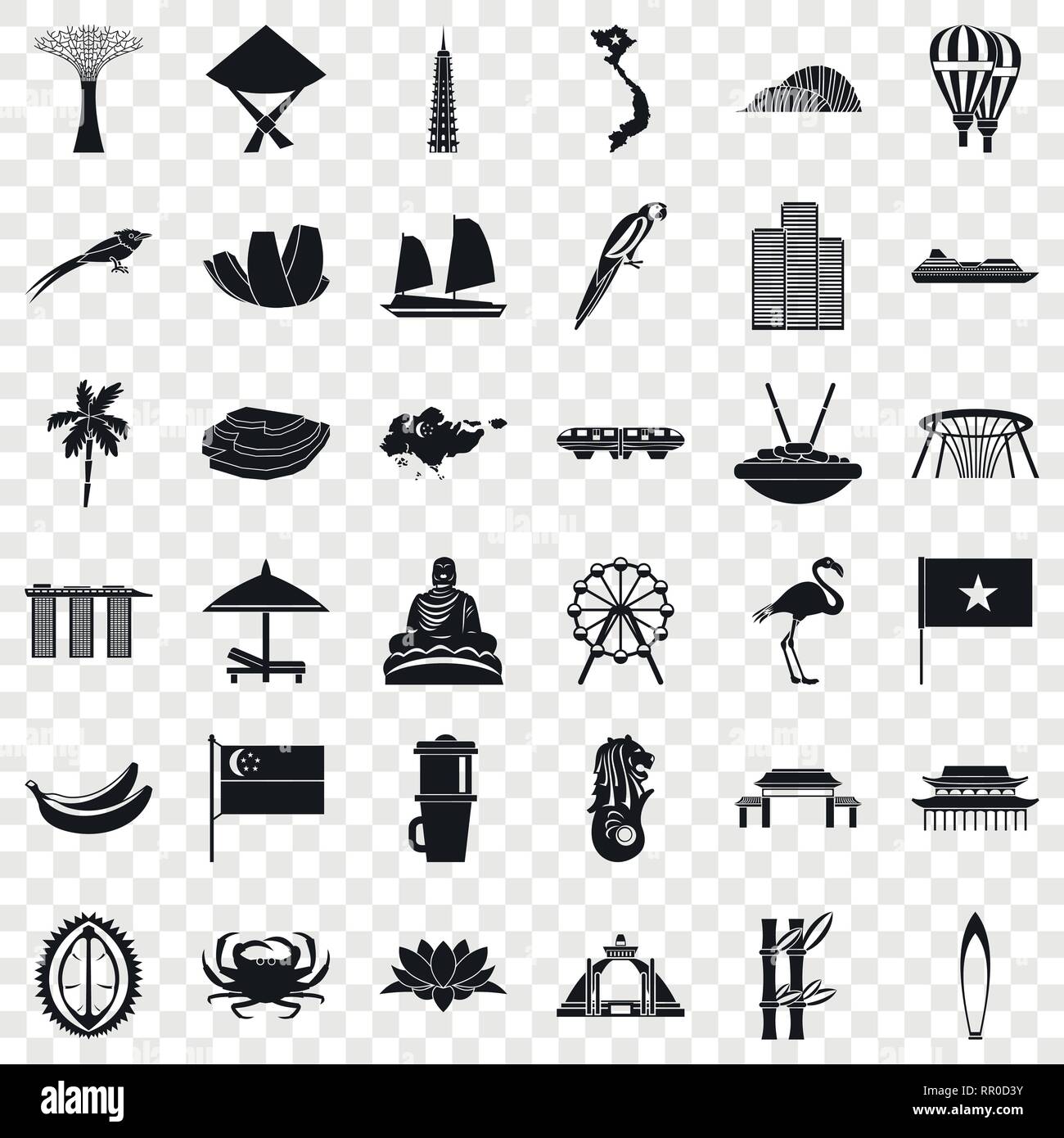 Singapore icons set, simple style Stock Vector Image & Art - Alamy