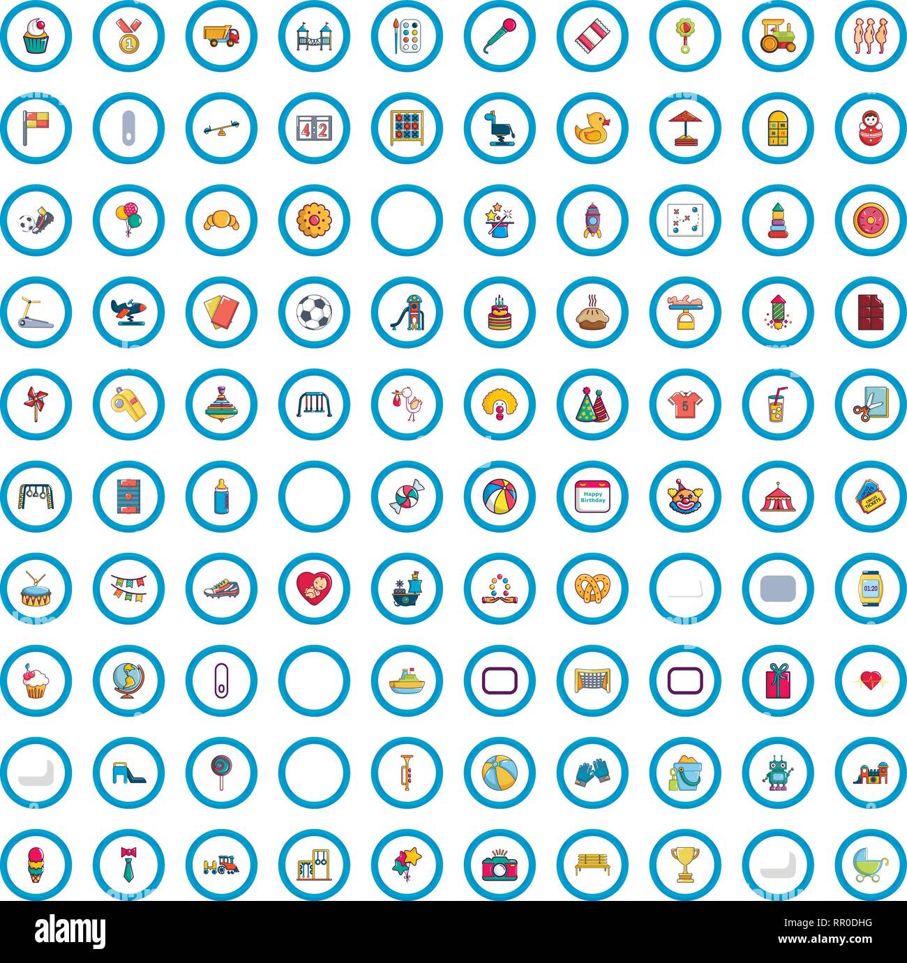 100 childhood icons set, cartoon style Stock Vector Image & Art - Alamy