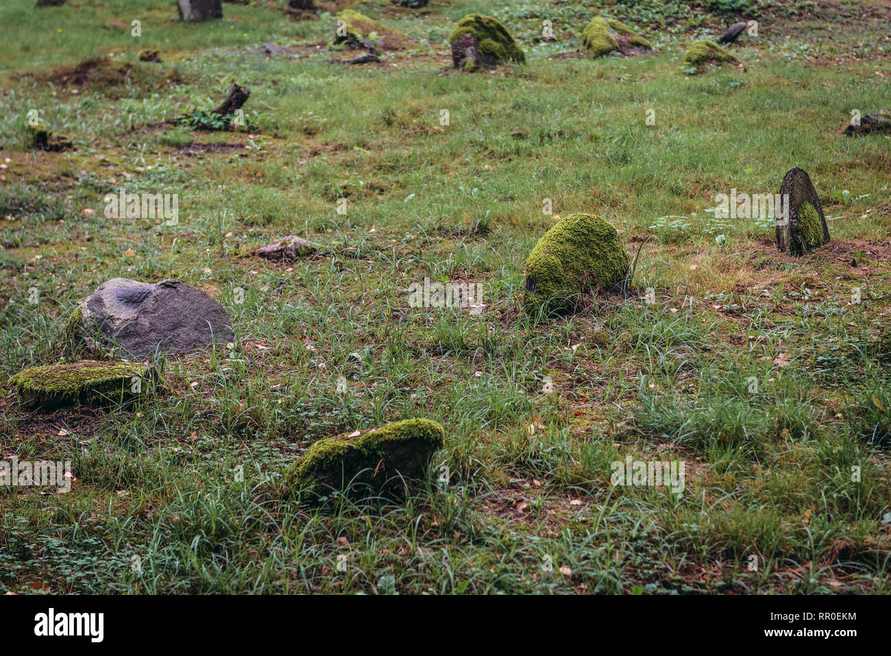 Muslim cemetery in Kruszyniany village, former Polish Tatars settlement within Sokolka County, Podlaskie Voivodeship of Poland Stock Photo