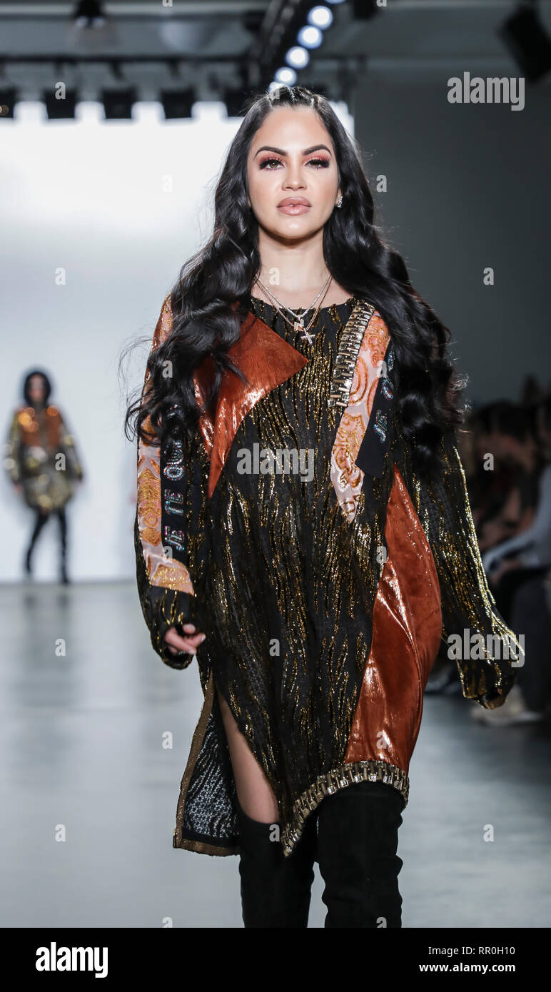 New York, NY, USA - February 9, 2019: Natti Natasha walks runway the Custo Barcelona 2019 collection during New York Fashion Week at P Stock Photo - Alamy