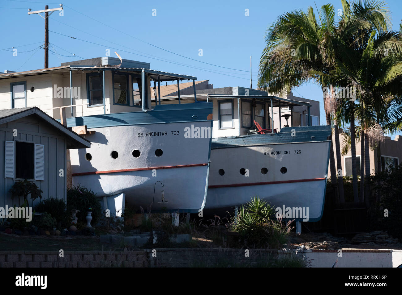 Boat Houses in Encinitas California, USA Stock Photo Alamy