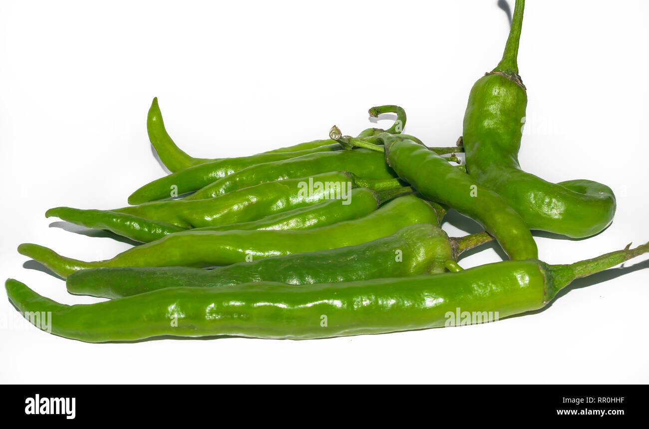 green chili pepper isolated on white background Stock Photo - Alamy
