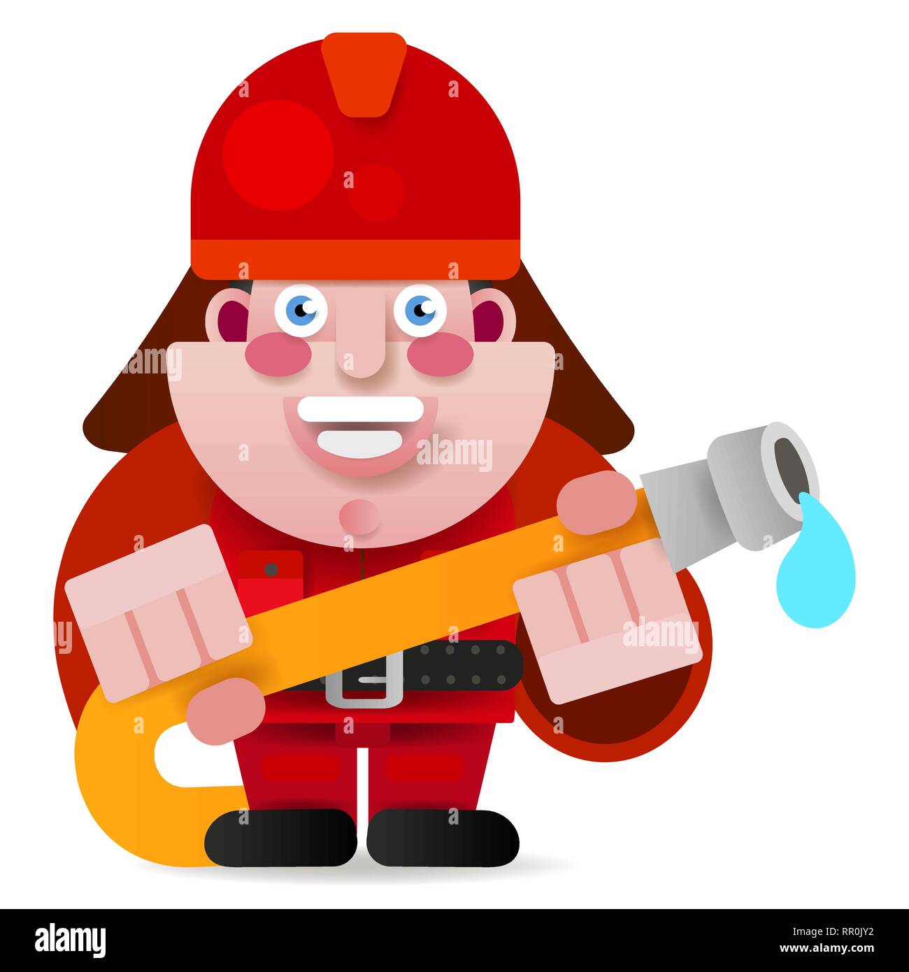 Firefighter Ready To Get Started Vector Illustration On White Background. Stock Vector