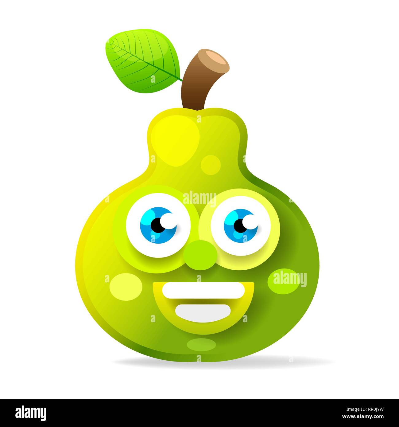 Illustration Of Green Juicy Stylized Pear With Leaf. Icon For Food Apps ...
