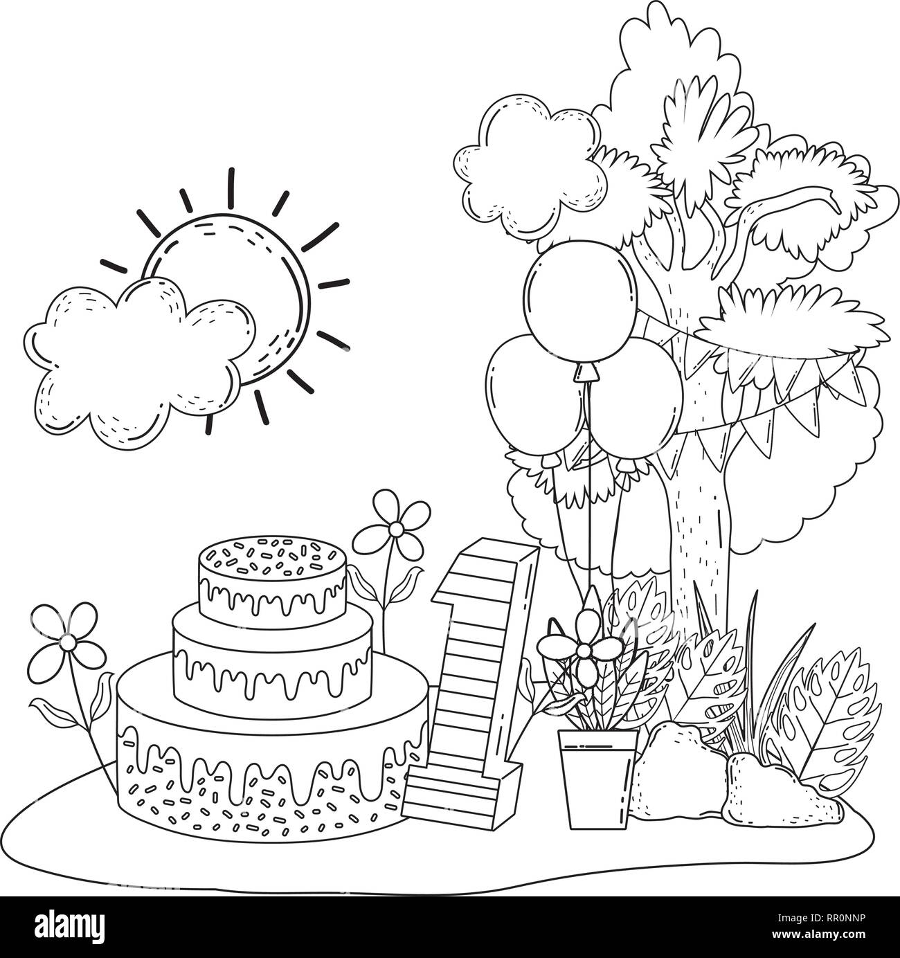 cute tree plant with party decoration Stock Vector Image & Art Alamy