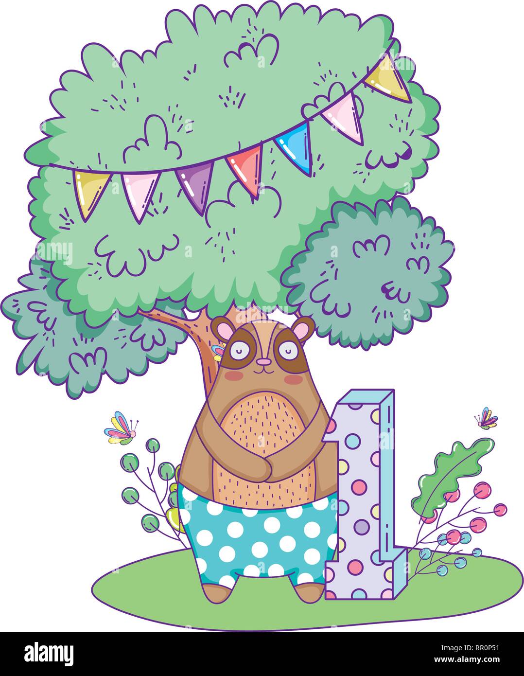 cute bear in the landscape Stock Vector Image & Art - Alamy