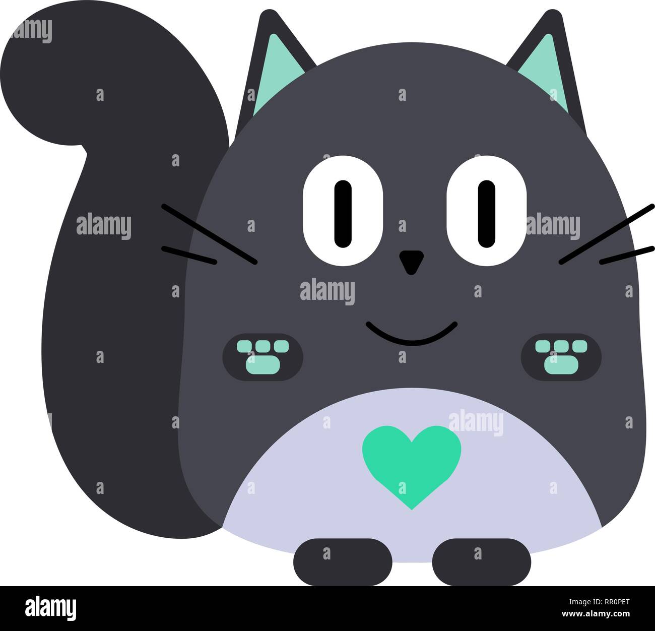 Valentines Day Card. Cute Cartoon Fat Gray Cat With Heart Stock Vector  Image & Art - Alamy