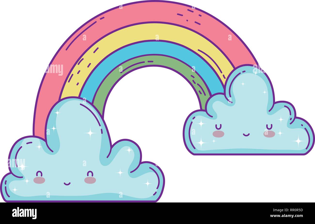 clouds and rainbow kawaii characters Stock Vector Image & Art - Alamy