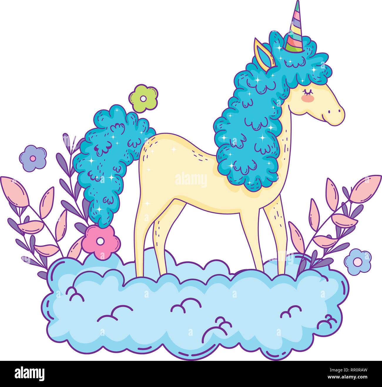 beautiful little unicorn in the clouds Stock Vector Image & Art - Alamy