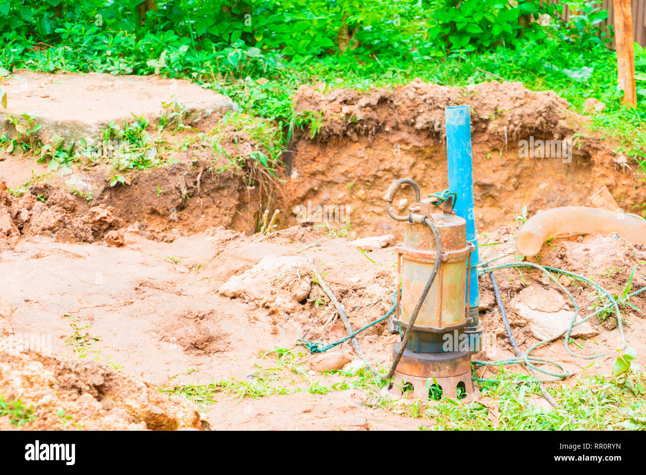 water pump on ground with copy space add text Stock Photo Alamy