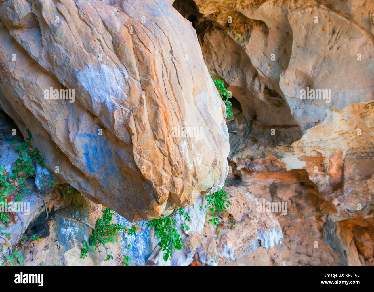 rock cliff mountain in nature beautiful .of large caves stone Stock ...