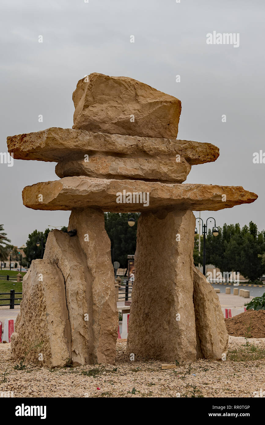 Inuksuk sculpture in Riyadh, Saudi Arabia Stock Photo