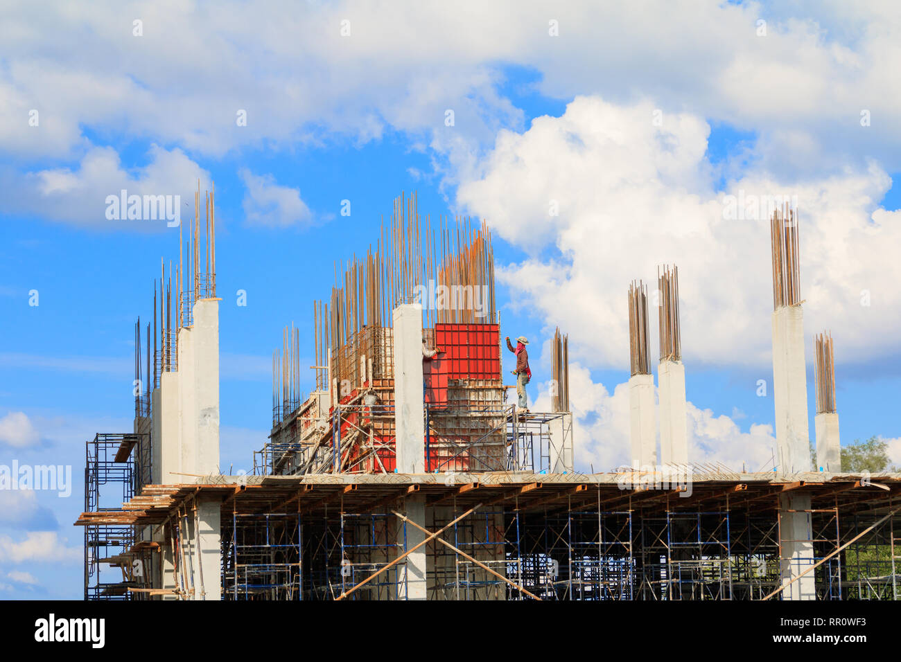 construction workers site and building of housing outdoor. which has