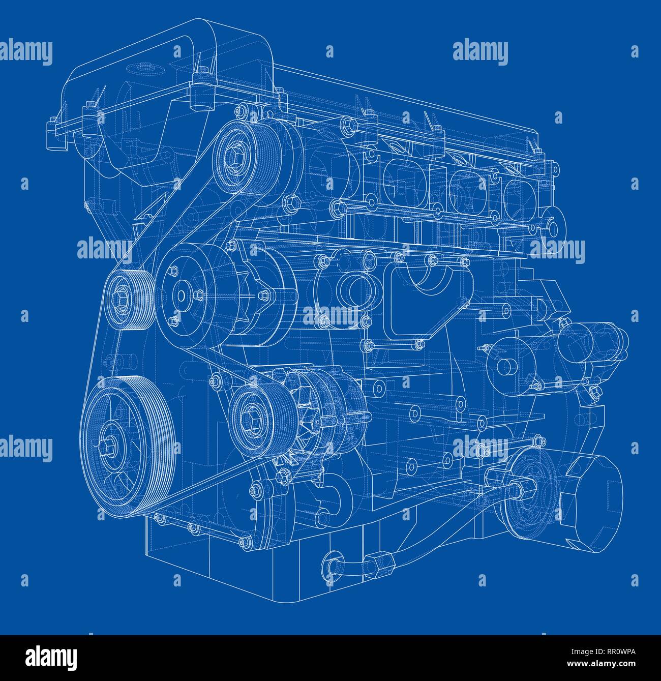 Cg Engine Drawing Engine sketch. Vector rendering of 3d Stock Vector Image & Art - Alamy