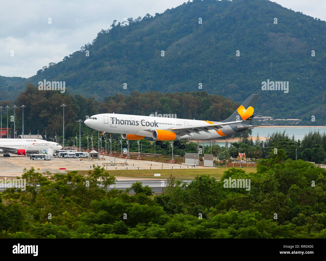 Airbus Thomas Cook landing Stock Photo
