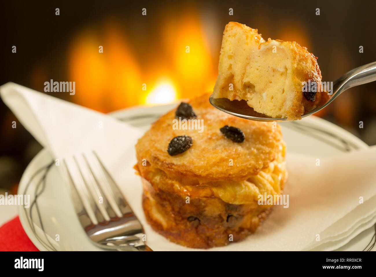 Classic British dessert of Bread and butter pudding Stock Photo Alamy