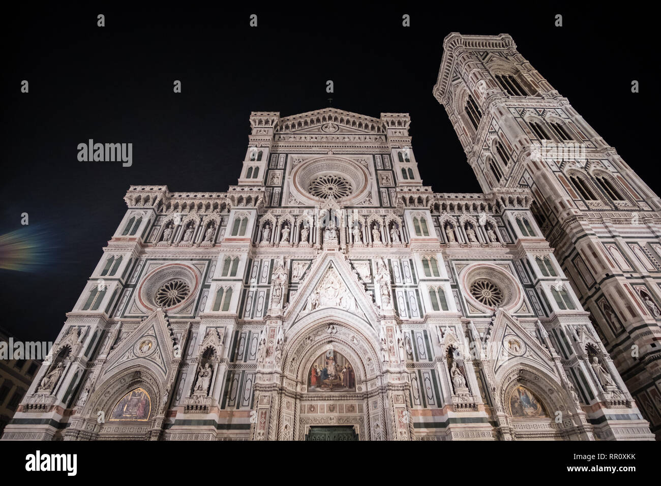 Detail of Florence Duomo Cathedral. at night Stock Photo