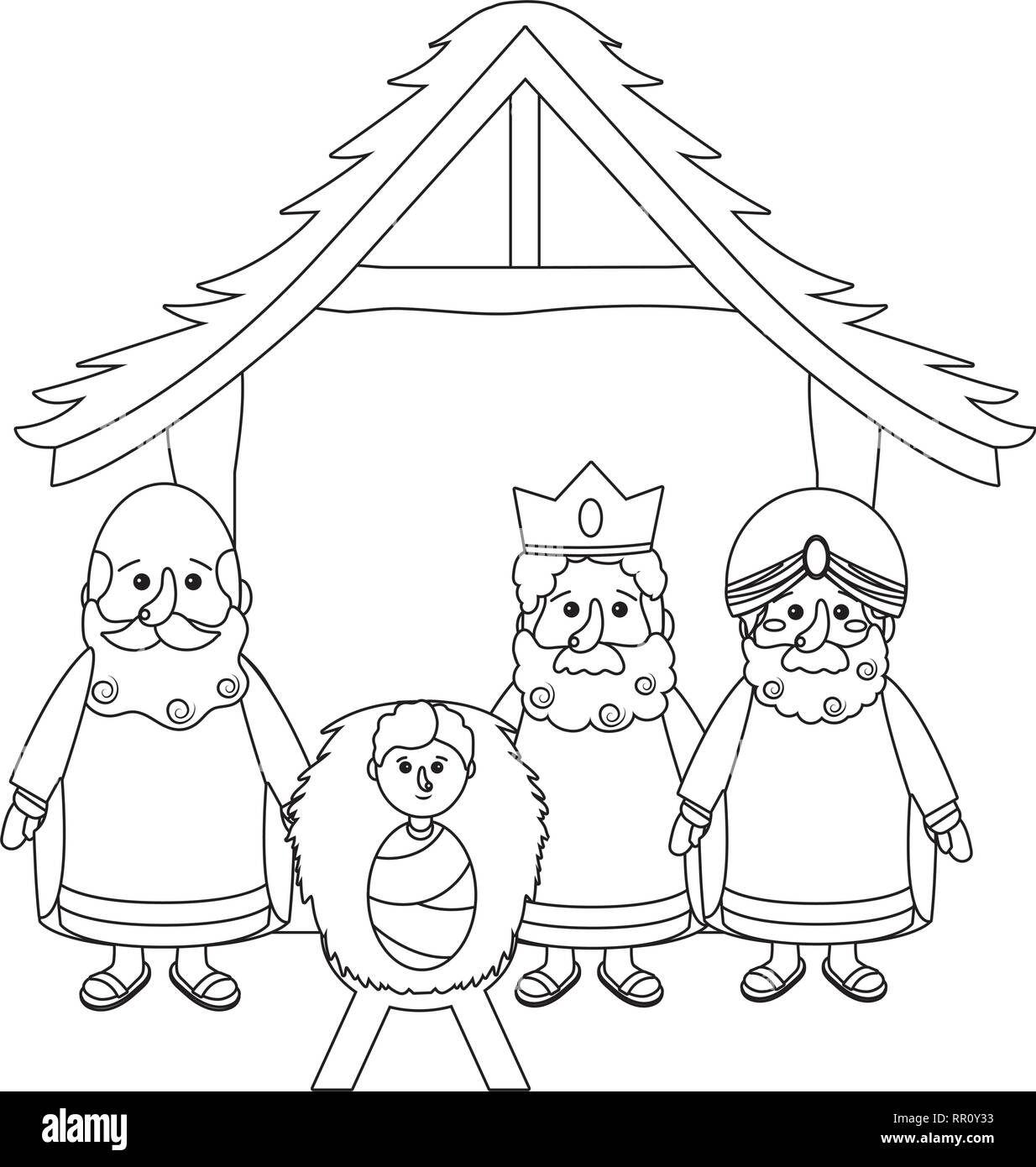 nativity scene cartoon Stock Vector