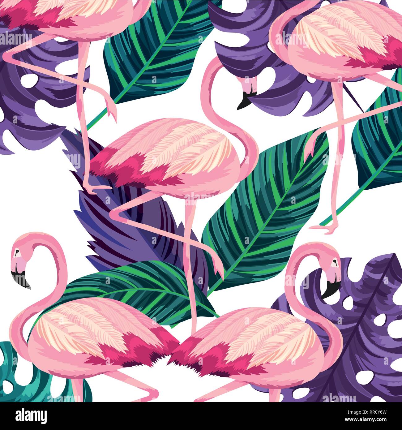 tropical flamingos cartoon Stock Vector Image & Art - Alamy