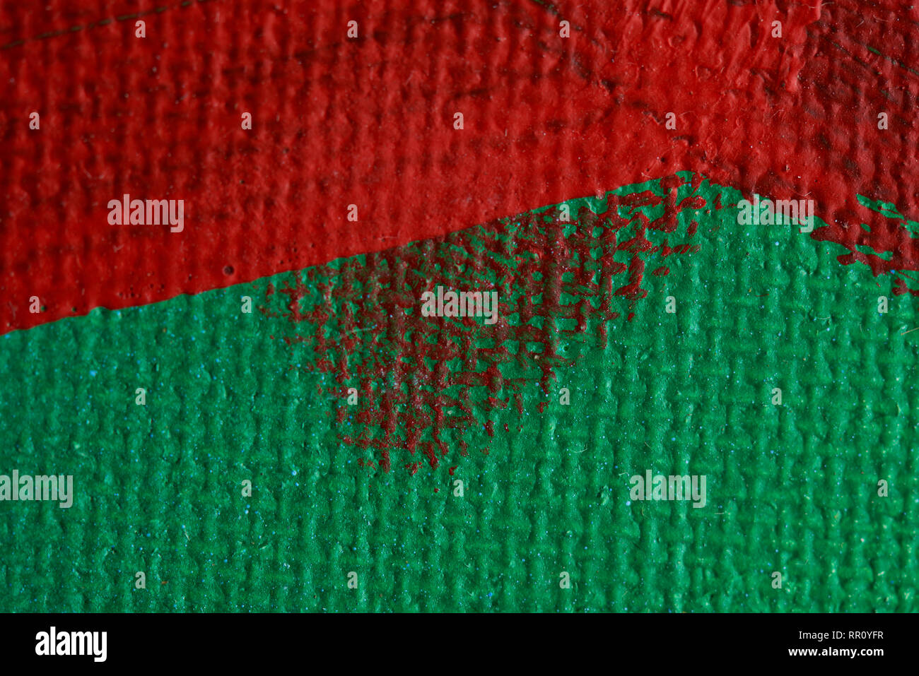 Red and green canvas background close up view Stock Photo