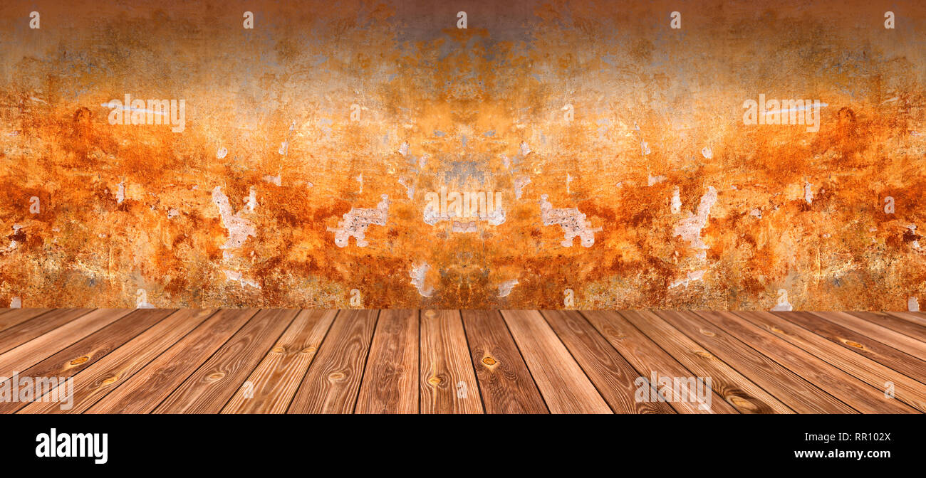 Room interior with a grunge wall Stock Photo - Alamy