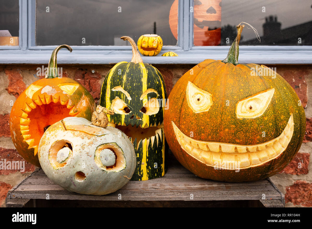 Halloween pumpkins,Scary Halloween pumpkins,Halloween theme Stock Photo