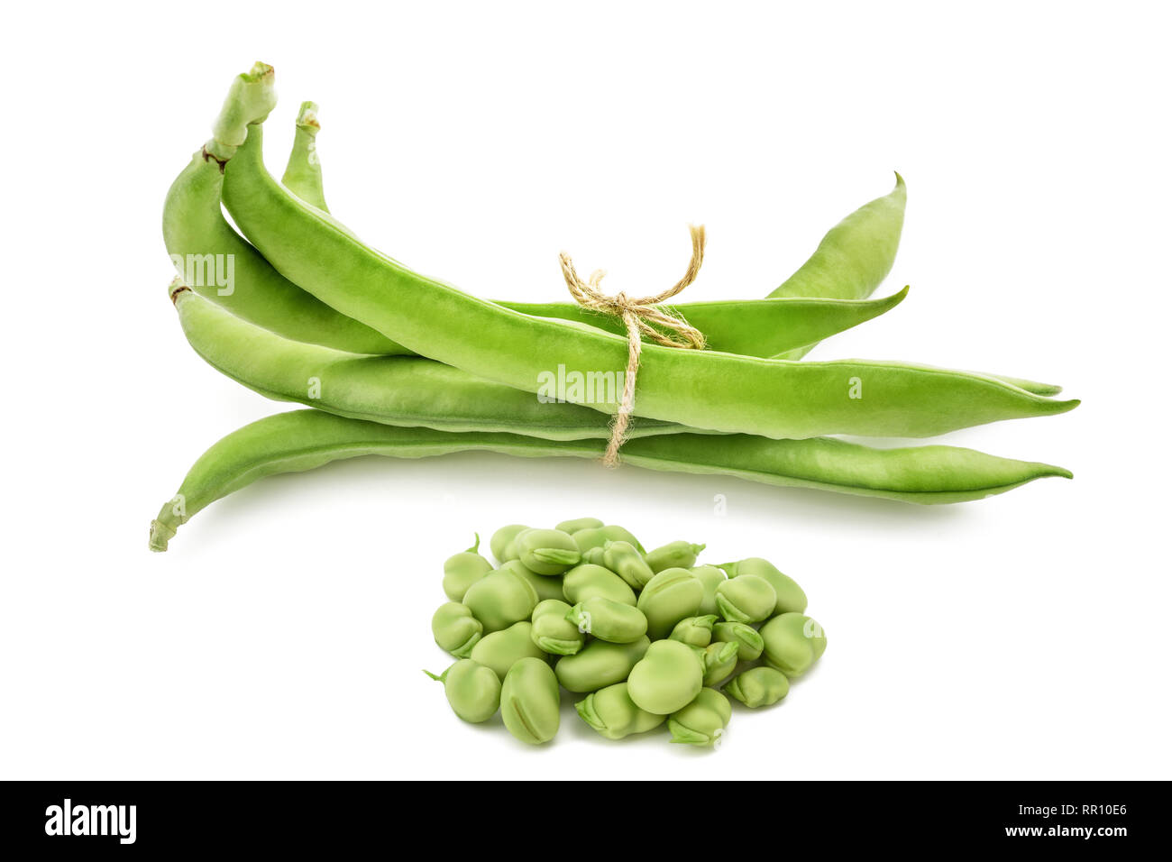 Fava beans  isolated on  white background Stock Photo