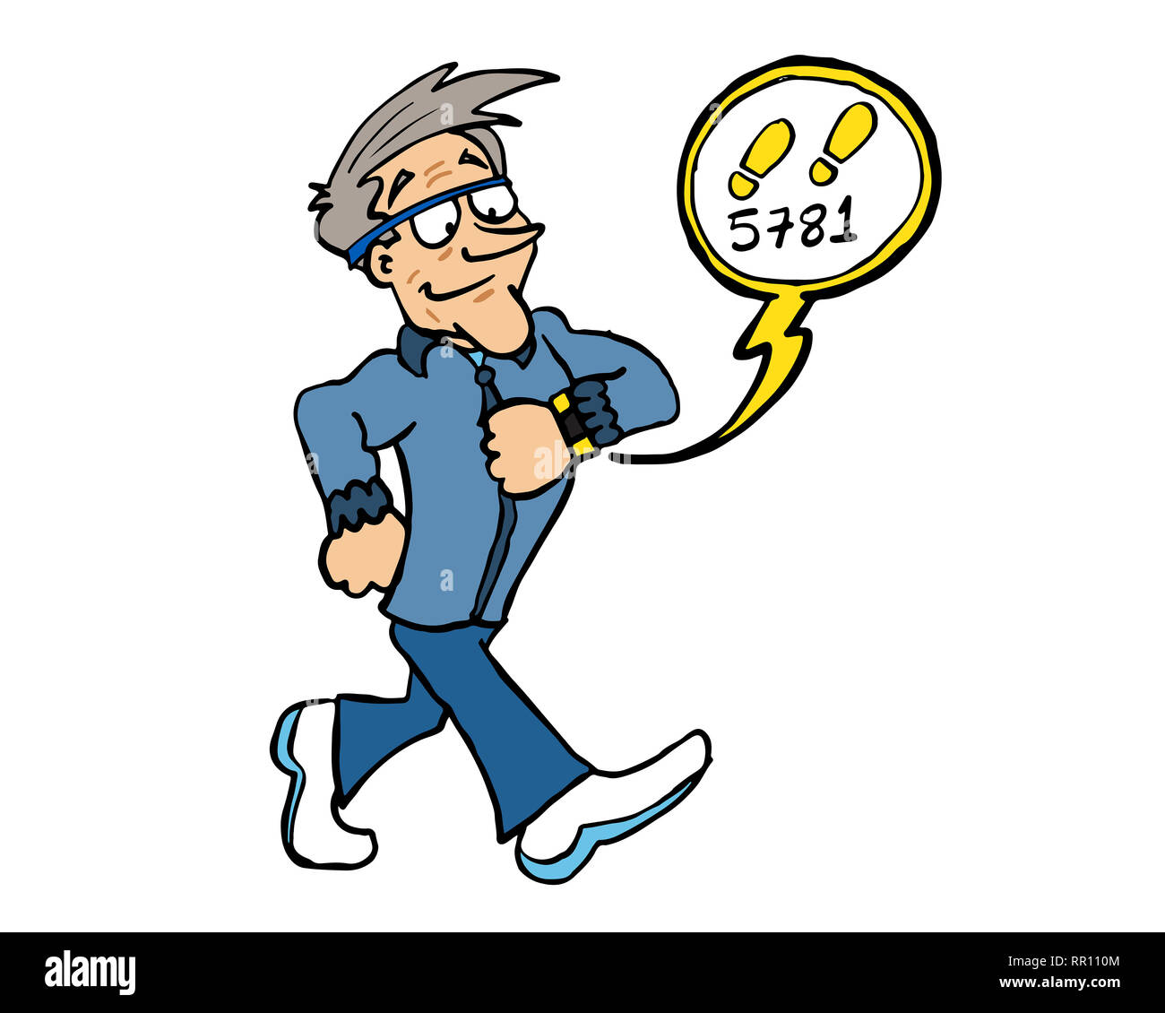 Senior man counting steps Stock Photo - Alamy