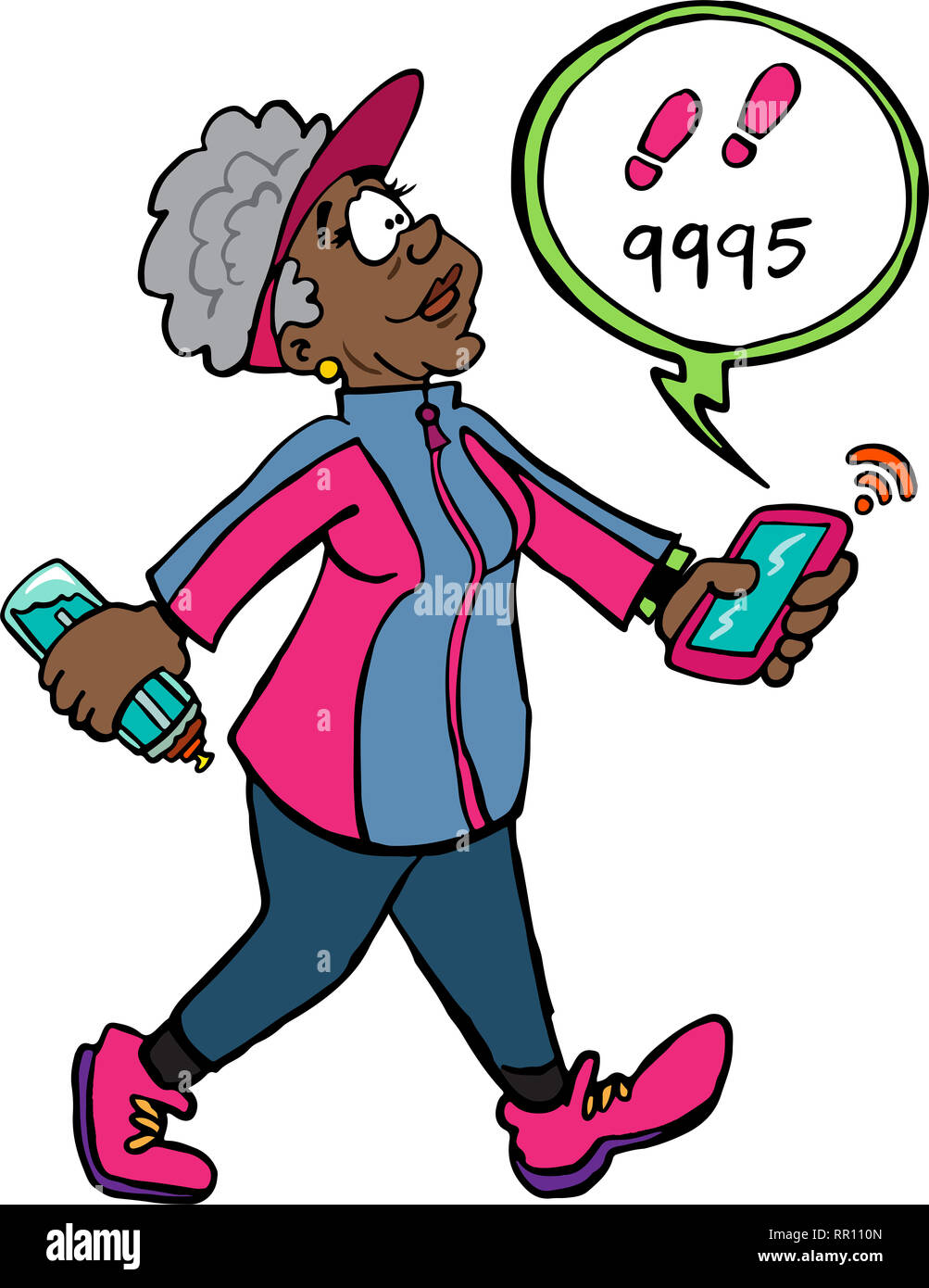 Senior lady counting steps with connected device Stock Photo Alamy