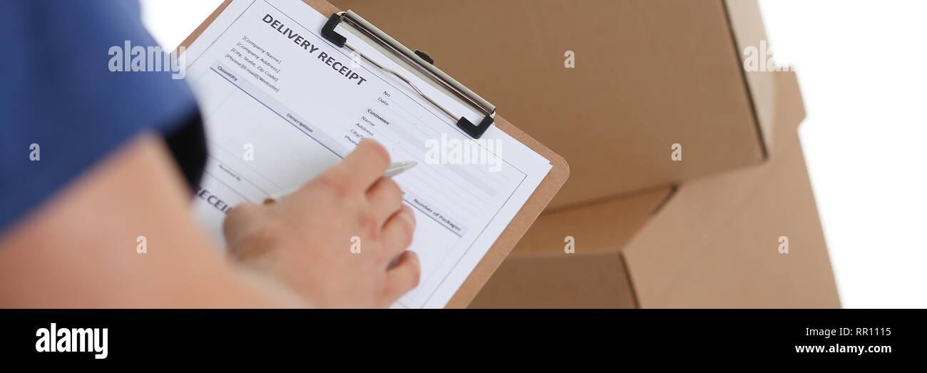Specialist courier delivery service offers one person Stock Photo Alamy