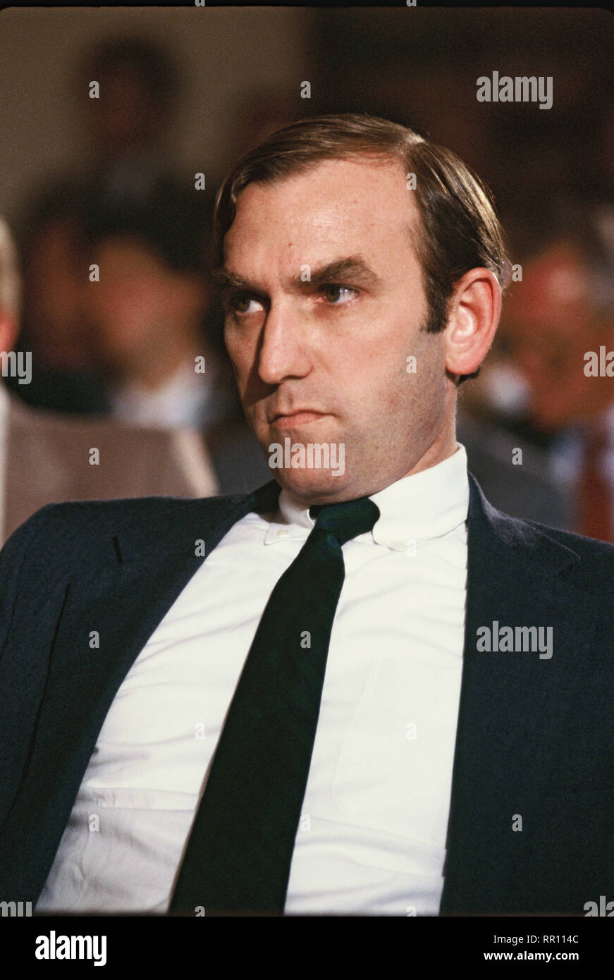 Elliott Abrams, Assistant Secretary of State testifying a congfressional hearing about the downing of a plane  in Nicaragua Photo by Dennis Brack Stock Photo