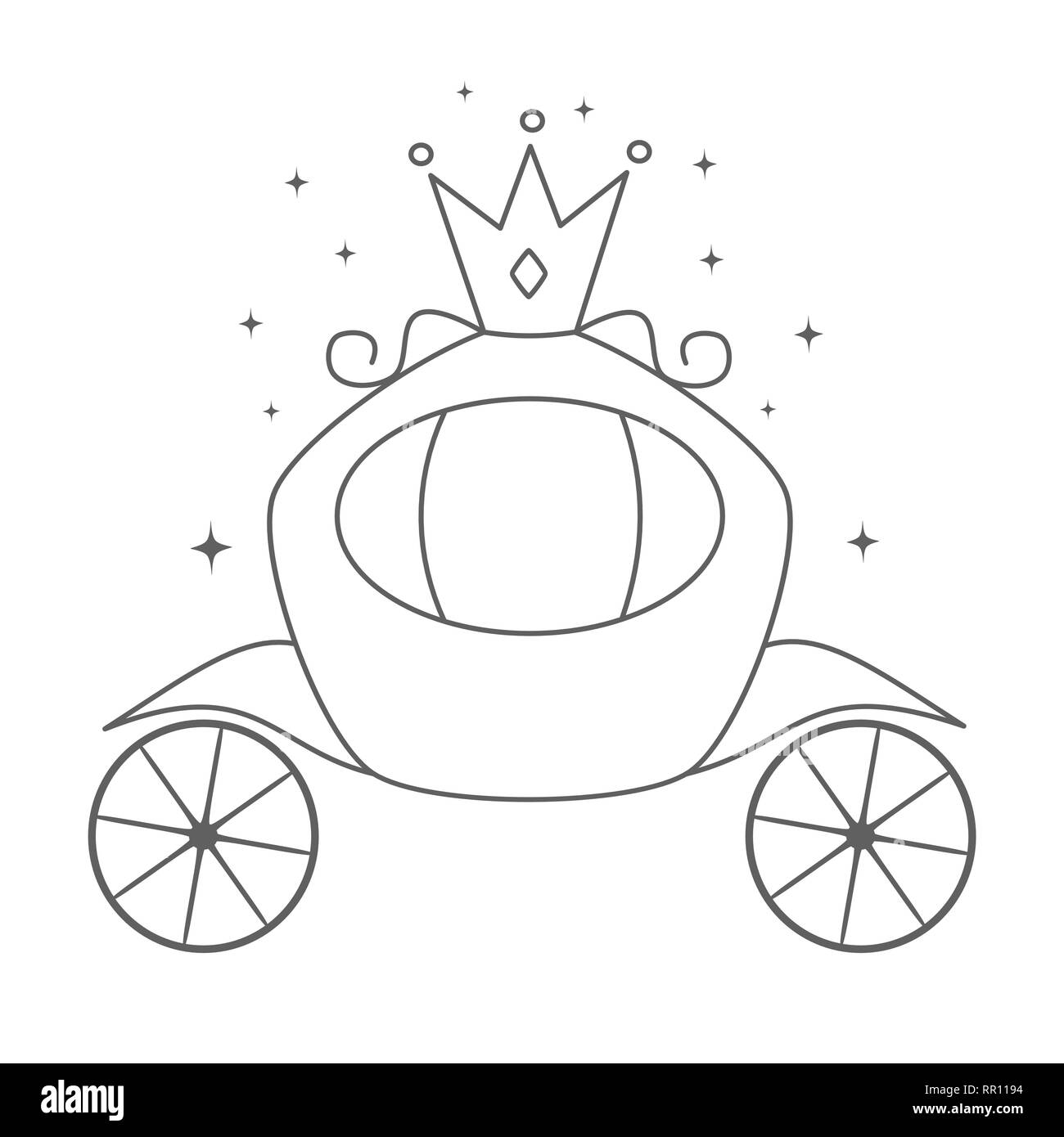 Cinderella Carriage Black And White Clipart