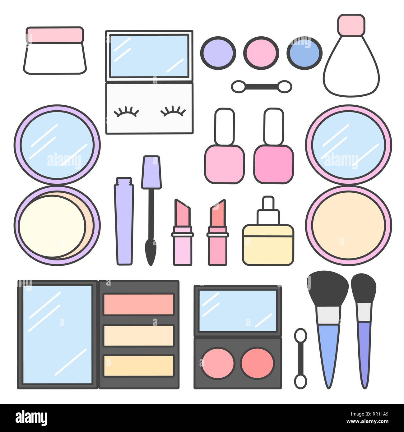 cute cartoon vector makeup beauty set collection Stock Vector Image & Art -  Alamy