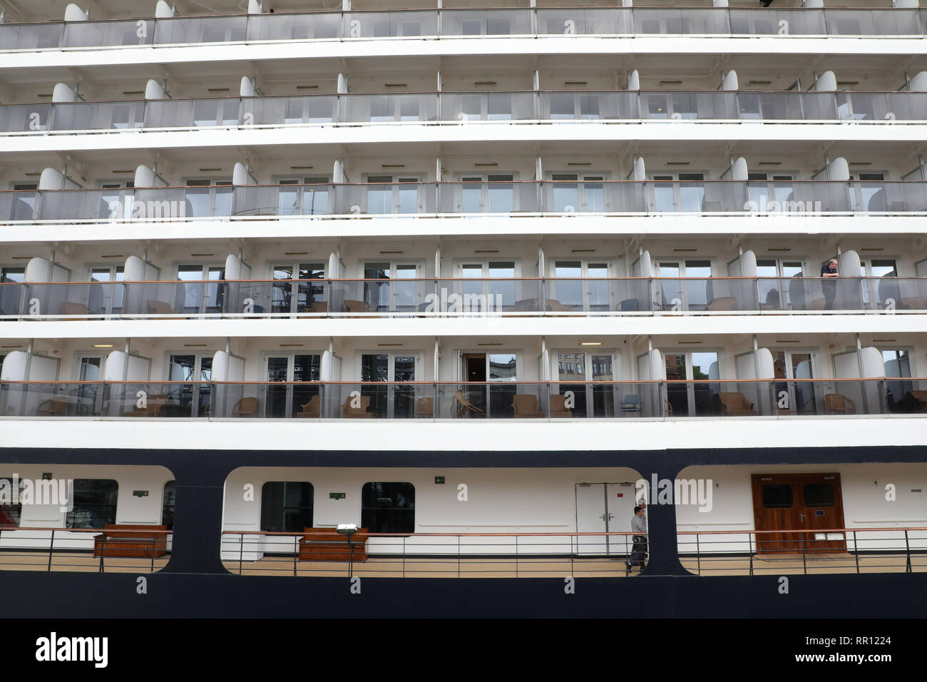 Holland America Line Noordam cruise ship moored at the Overseas