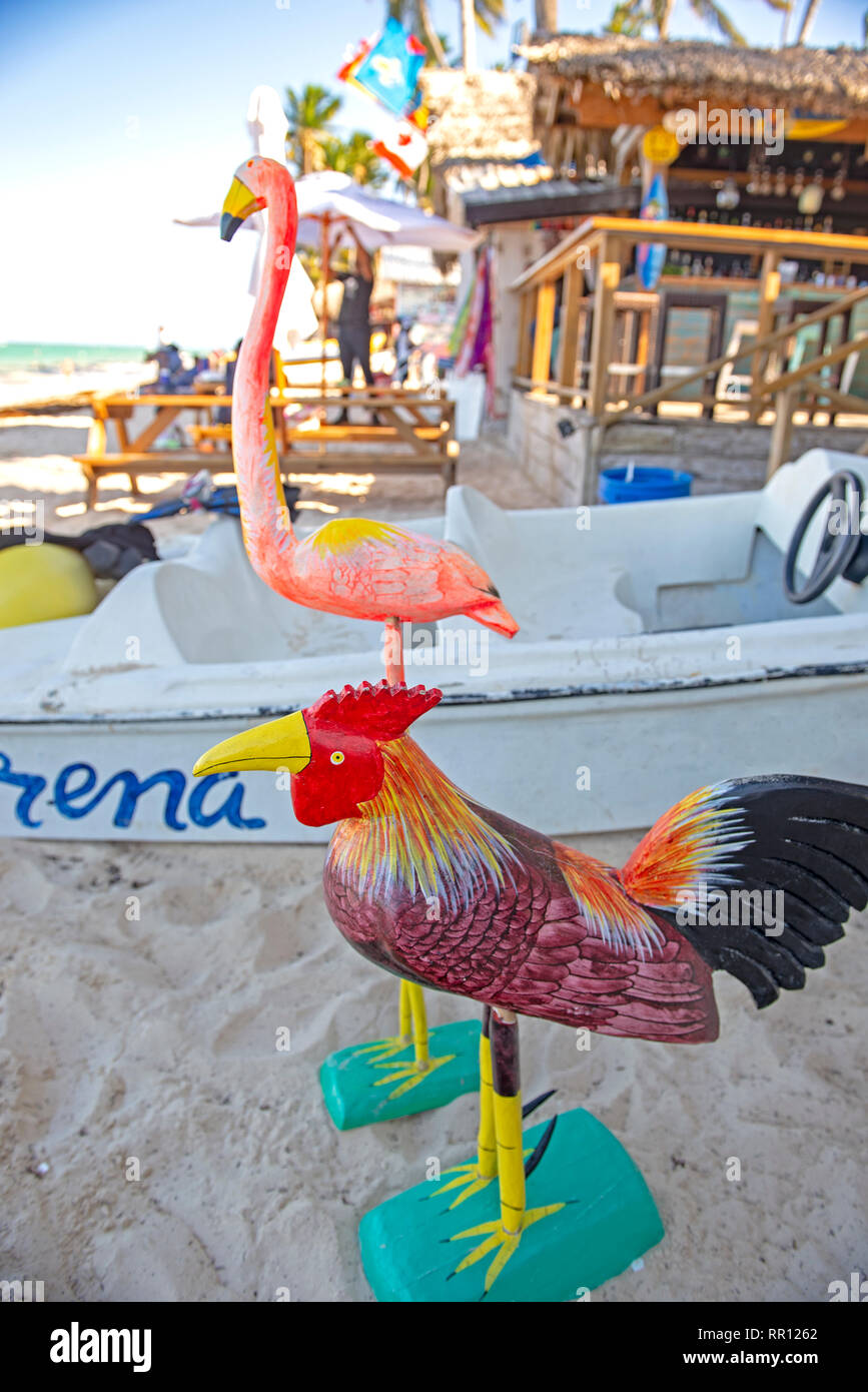 View of colorful souvenirs in Punta Cana beach, a popular tourist