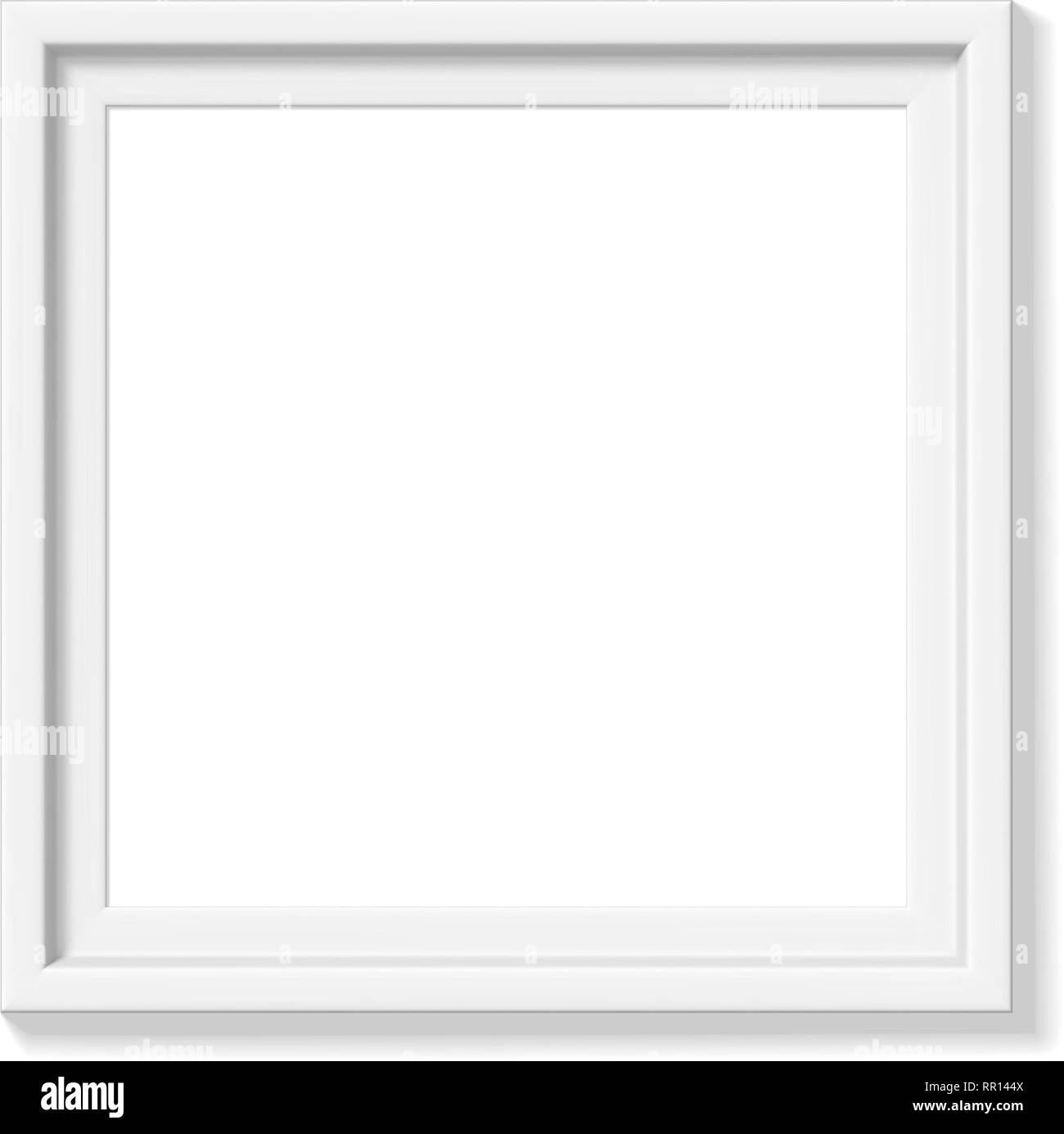 White square picture frame. Minimalistic detailed photo realistic frame
