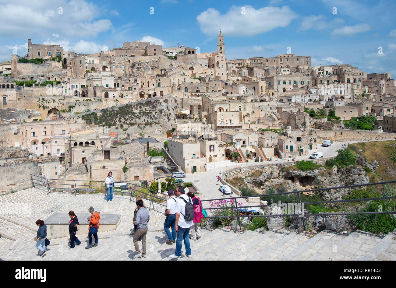 View on the Sasso Caveoso, Medieval old town, Sassi di Matera, Capital of Culture 2019, Matera, province of Basilicata, Italy Stock Photo