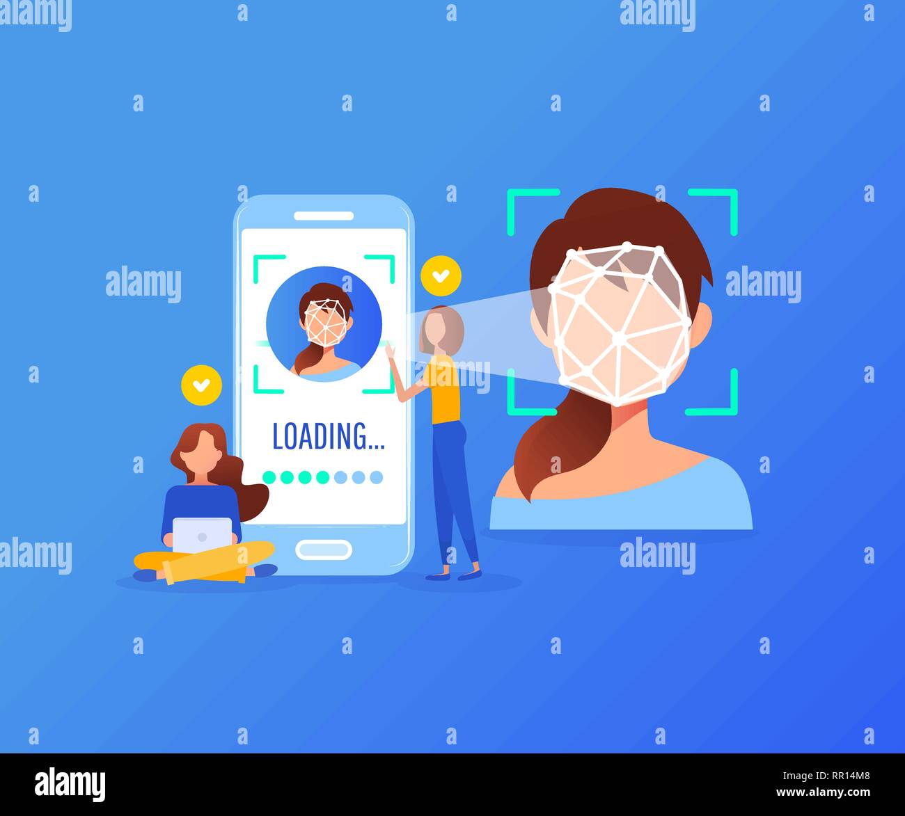 Id verification smartphone scanner. Personal identify, Face recognition