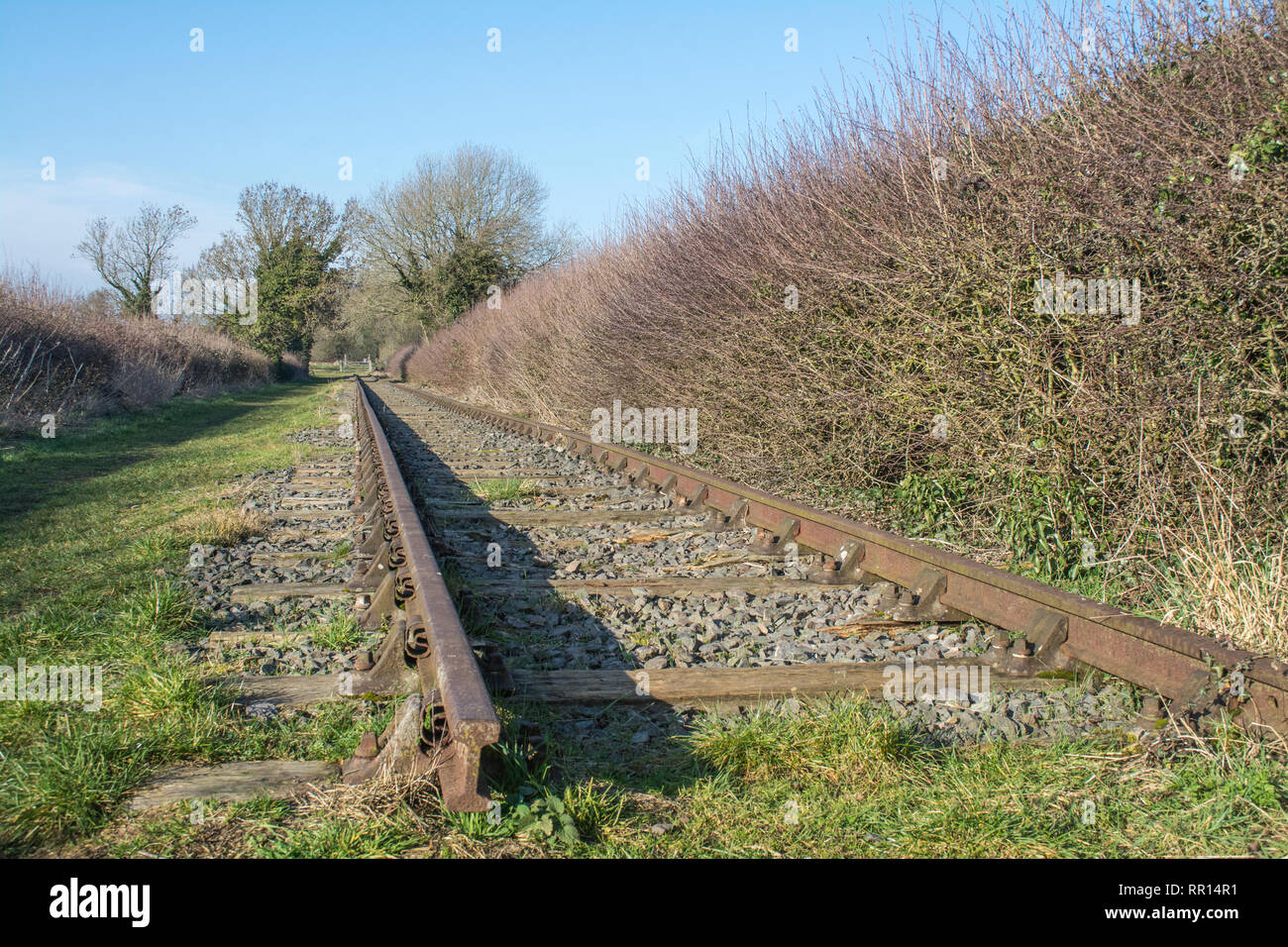 Section of Rail track of the Swannington Incline in the Leicestershire village of Swannington Stock Photo