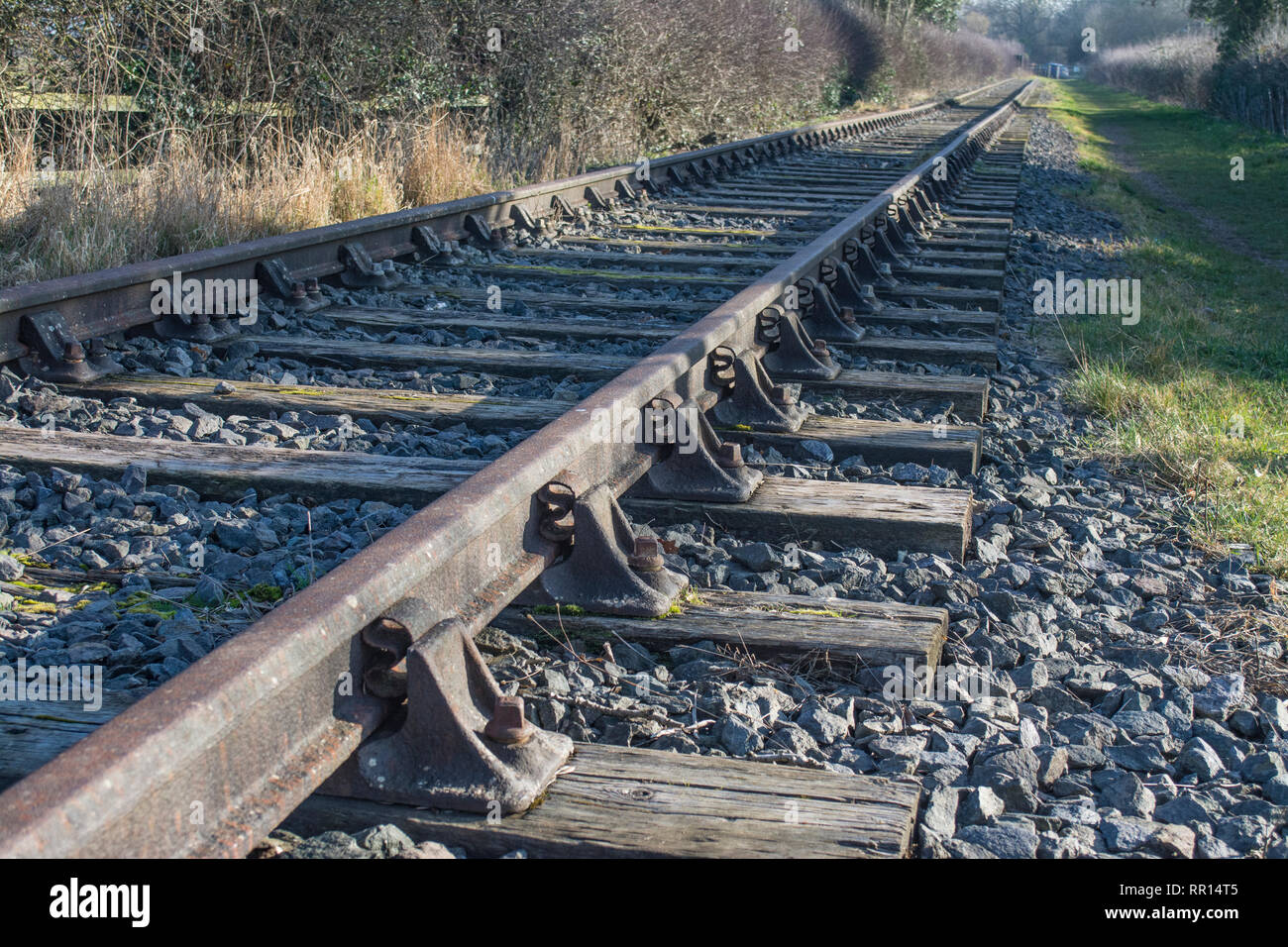 Section of Rail track of the Swannington Incline in the Leicestershire village of Swannington Stock Photo