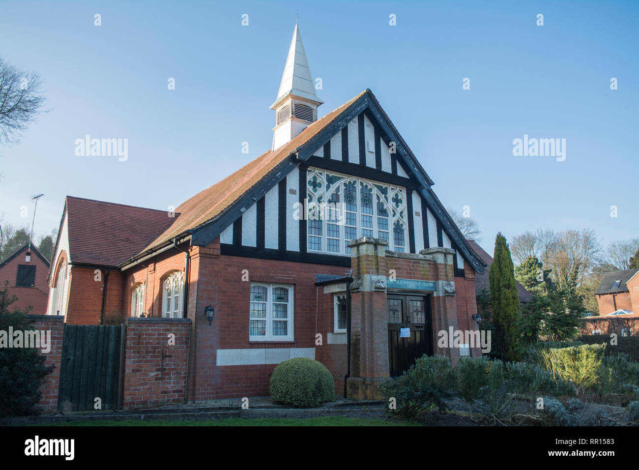 Front entrance of the Old Wesleyan Chapel in the Leicestershire village of Swannington Stock Photo