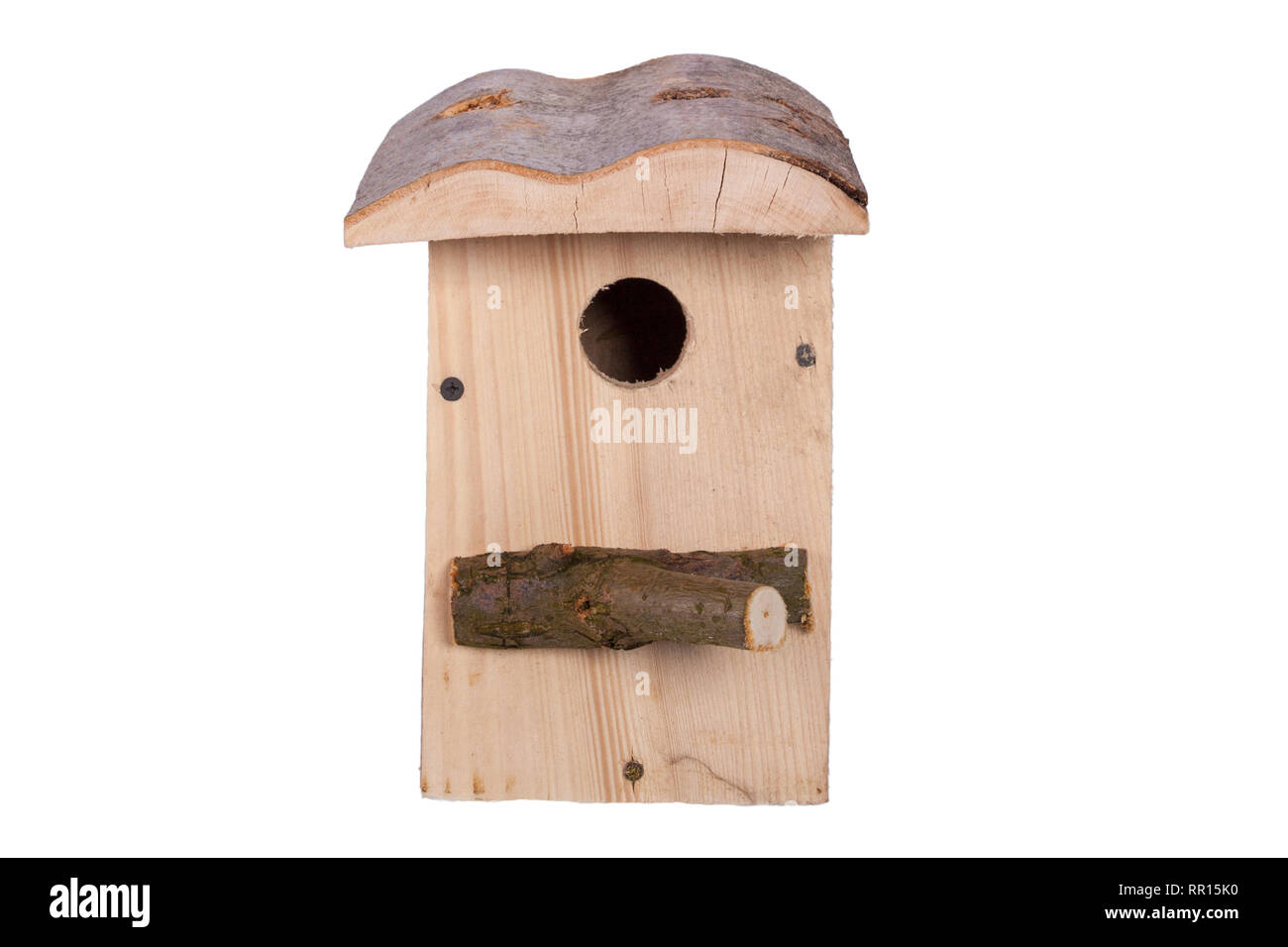 Birdhouse on a white background. Shed for birds on a white background. Stock Photo