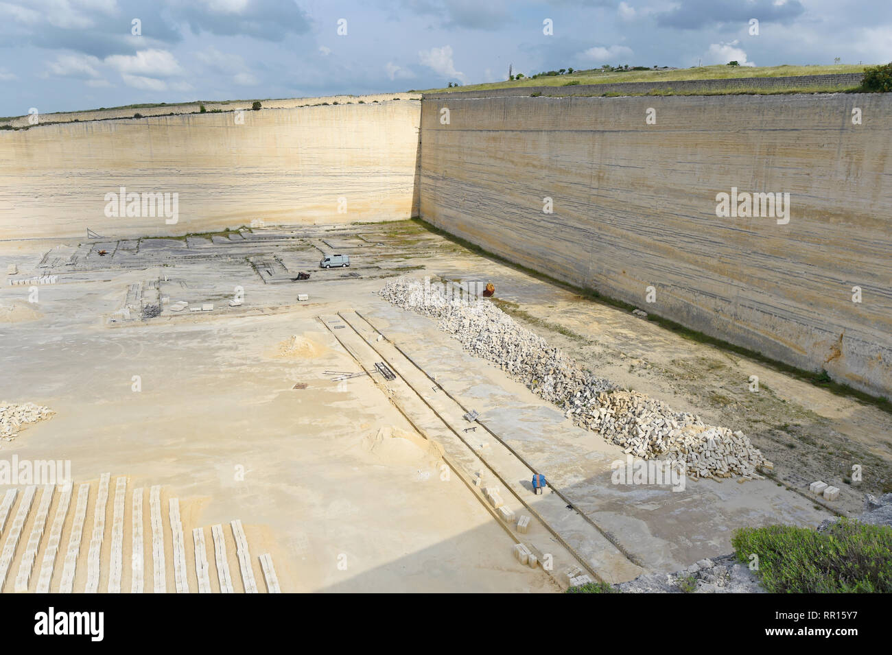 All images A sandstone quarry, old mine near Matera, Italy Stock Photo