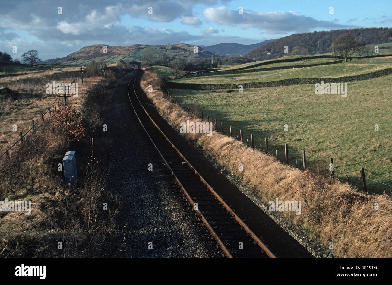 Oxenholme to Windermere railway line, Lake District, England Stock Photo