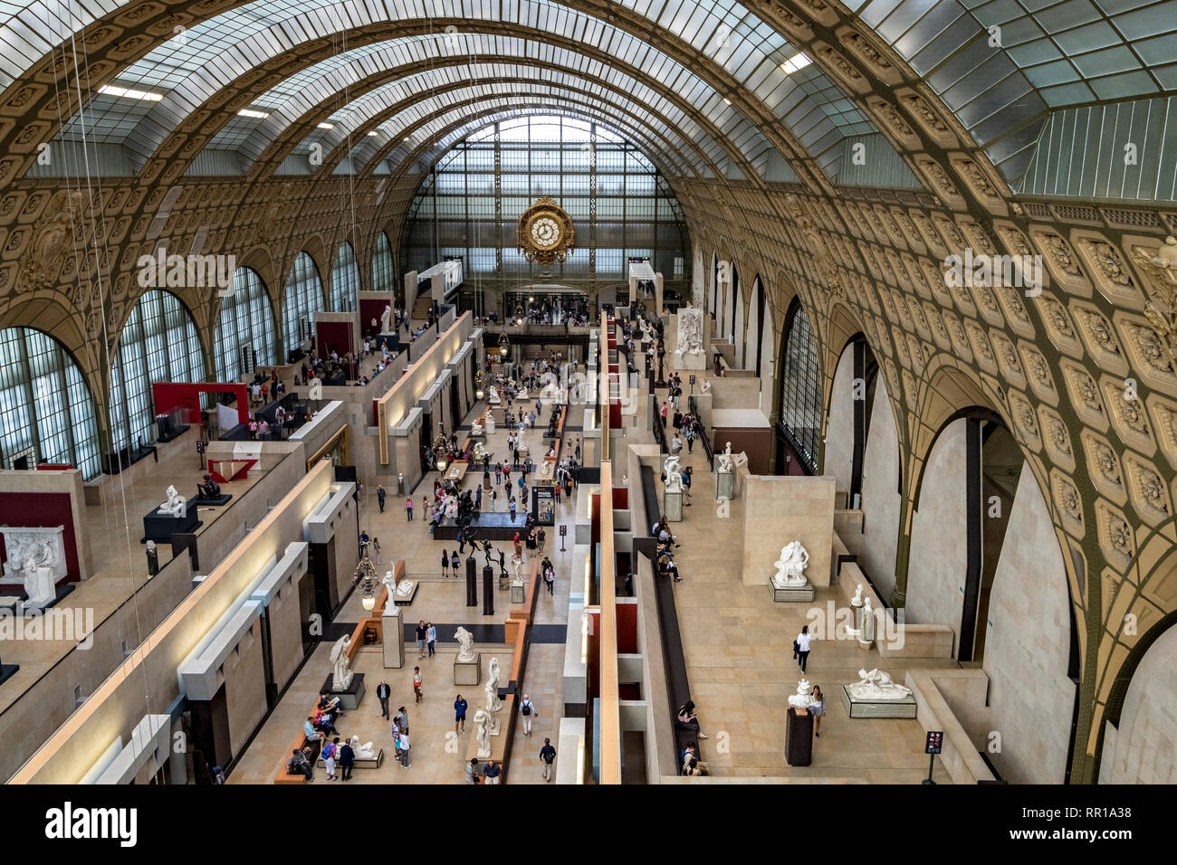 Interior of Musée d'Orsay ,the museum building was originally a railway station, Gare d'Orsay, and now houses a world class collection of art ,Paris Stock Photo